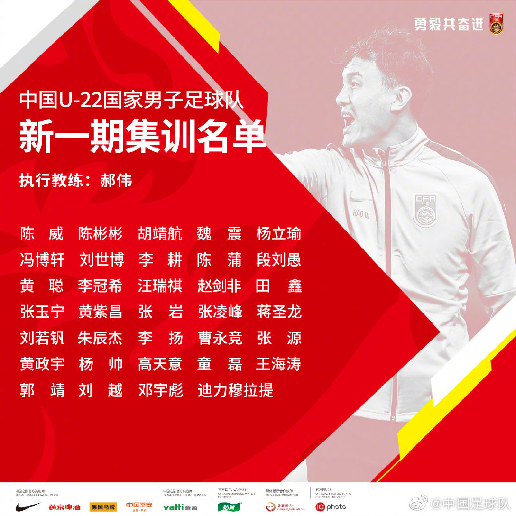 国奥新一期集训名单：张玉宁领衔，段刘愚、朱辰杰在列